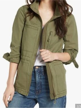 Madewell Army Green Utility Jacket Cotton Fleet Field Coat Size Medium
